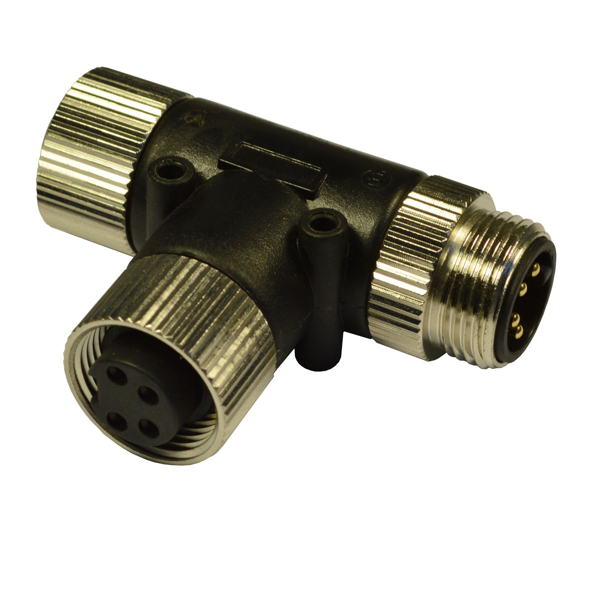7/8" T connector, SIDE A:female 4p. SIDE B:male 4p., INPUT: female 4p. ,Parallel circuit.